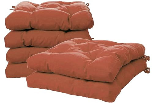 Viste tu hogar Pack 6 Stuhlkissen, 45x45x5 cm, Dreidimensionaler Effekt, 100% Polyesterfüllung, Ideal für Esszimmer, Terrasse, Wohnzimmer, Farbe Terrakotta