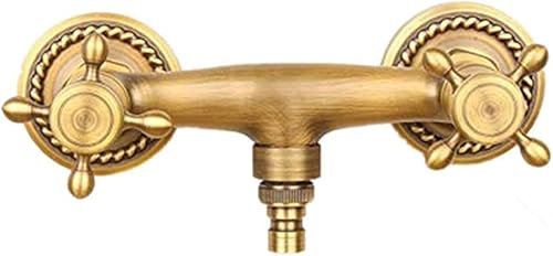 XLDZ Robinet de jardin extérieur, 1,27 cm, montage mural, laiton massif, finition laiton antique, design robuste, parfait comme robinet de machine à laver