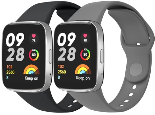 Tobfit 2 Piezas Correa Compatible con Xiaomi Redmi Watch 3 Active Mujer Hombre, Correas de Reloj Original de Silicona, Pulseras de Repuesto Deportiva Impermeable para Redmi Watch 3 Active