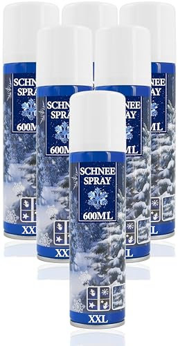 Stephans Möbelbörse 6X XXL Kunstschnee - Spraydose mit Dekoschnee - Schneespray zum Dekorieren zu Weihnachten - Sprühschnee Snowspray Fensterspray Schnee Spray Deko Schnee (06 Stück - 600ml/Schnee)