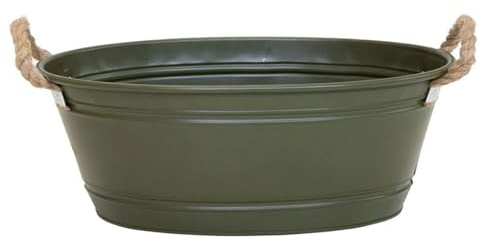 Pflanztopf Beat oval aus Metall mit Kordelgriffen | Dekorativer Blumentopf, Übertopf, Pflanzwanne | robust & vielseitig in 4 modernen Farben und verschiedenen Größen (Grün, XL 64x42x25cm)