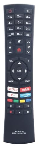 AULCMEET Remote Control,RC4391P New Replace Remote fit for Bush Full HD HDR LED Smart TV DLED32HDS DLED32HDS DLED49FHDS DLED43UHDHDRS DLED49FHDS DLED49UHDHDRS DLED55UHDHDRS