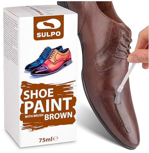 SULPO Tinte para zapatos, color marrón, 75 ml, ideal para el cuidado de piel granulada, cuidado eficaz para zapatos, bolsos y accesorios