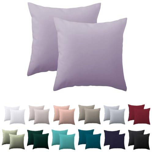 Nesture Kissenbezug 40x40 2er Set, Lavendel, 100% Mikrofaser | Kopfkissenbezug 40x40cm mit Reißverschluss, kissenhülle weich & bügelfrei, atmungsaktiv, Pflegeleicht bei 60°C waschbar