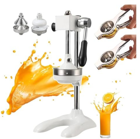 Spremiagrumi Manuale Professionale, Macchina for spremitura commerciale, robot da cucina, spremiagrumi for uso domestico e nei ristoranti(White)