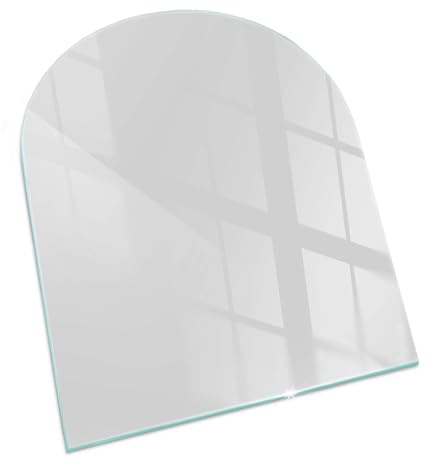 Funkenschutzplatte für Kamin 80x70 cm Hitzeschutz Elegantes Design Glasboden Halbrund Schutzplatte Stilvollem Motiv Hartglas Dekorative Glasbodenplatte - Farbe Grau