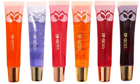 6 Stück Lip Oil Set Farblos Lipgloss Durchsichtig Transparent Mit Ölen Glänzend Vegan Ohne Konservierungsstoffe für Lippenpflege und Langanhaltend Pflegende Lippen Mit Feinem Funkeln Lip Oil