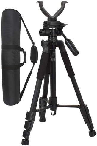 Treppiede Caccia da Tiro, Treppiede da Caccia Altezza Regolabile 55-150 cm, Giogo a Distacco Rapido, Durevole e Leggero, Ideale per la Caccia