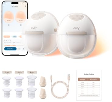 eufy Breast Pump E20, Heated Wearable Electric Breast Pump | Heating Technology, 3 Temperature Levels, Hands-Free, App-Controlled Rhythm, Hospital-Grade Suction, Discreet and Ultra-Quiet