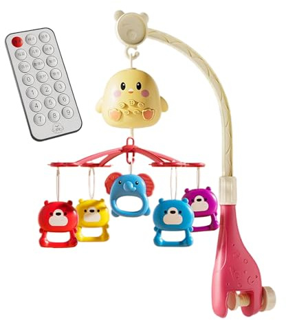 Tuxxjzm Musik-Mobile, Baby-Mobile für Krippe mit Fernbedienung, drehbares Spielzeug für Schlafzimmer, Kinderzimmer, Dekoration, 0–18 Monate, Mädchen, Kinderbett, Stubenwagen, Kinderwagen