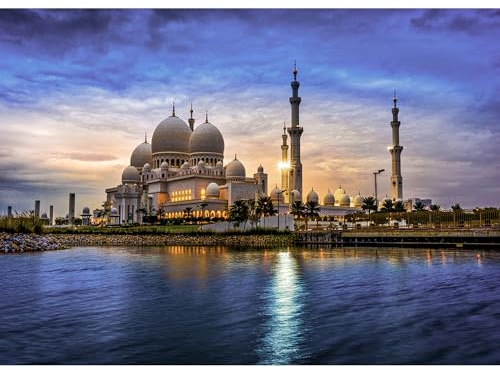 Scheich-Zayed-Moschee aus dem Emirat von Abu Dhabi, die Architekturstruktur der Vereinigten Arabischen Emirate, das 1000-teilige Puzzle der Turmmoschee