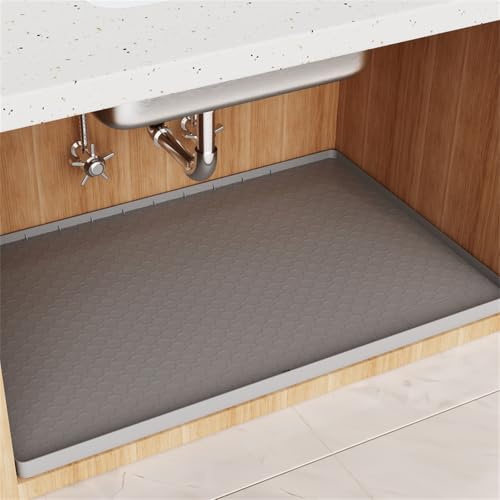 Wansiman Silicona Debajo Fregadero Revestimiento Impermeable,Alfombrilla Silicona Debajo Impermeable Antideslizante,Estable Y Antideslizante,FáCil De Instalar,para Trastero