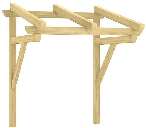 Kaorsrow Marquesina para puerta de 100 x 100 x 80 cm de madera maciza, resistente marquesina para puerta y ventana, madera de pino verde impregnada, entrada decorativa