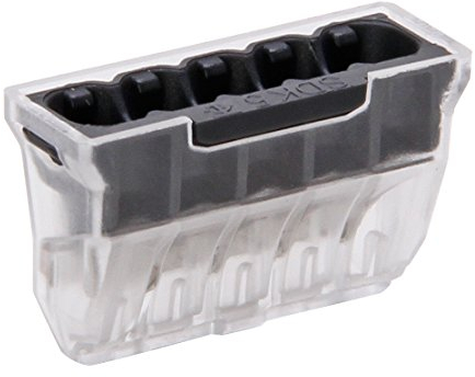 Kopp 55566402 Steckklemme transparent/dunkelgrau 5-polig für starre Leiter 1,5-2,5 mm² Inhalt 25 Stück