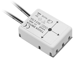 GTV - Untertischschalter für Materialstärke bis 40mm, 12V, Leistung max. 50W, 150mm Kabel - Arbeitsplattenschalter - Berührungsloser Schalter Bipolarer sensor schalter IP 20 weiß Aufputz