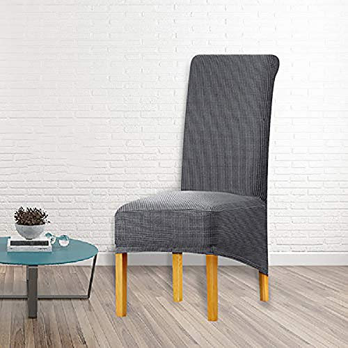LANSHENG Stretch XL Stuhlhussen für Esszimmerstühle 2/4/6 Pcs Stuhl Schutzbezug, elastische Stuhl Protector Sitzbezüge für Esszimmer Hochzeitsbankett Party Dekoration (Dunkelgrau 1,4 pcs)