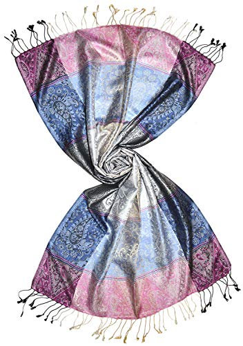 Lorenzo Cana Luxus Herren - Schal Schaltuch jacquard gewebt 100% Seide Paisley Muster Seidenschal Seidentuch Hellblau Rosa 7864011
