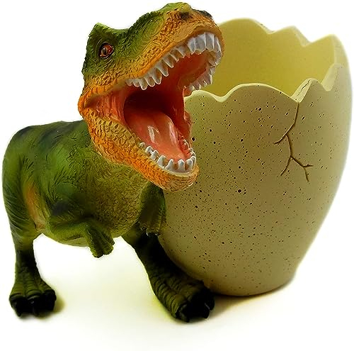Pot à crayons en forme d'œuf de dinosaure - Fournitures de bureau pour enfants et garçons (Tyrannosaure Rex)