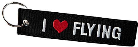 DonJordi Schlüsselanhänger I LOVE FLYING - Für alle Piloten Anhänger aus Stoff - Ideale Geschenk für Flugbegleiter