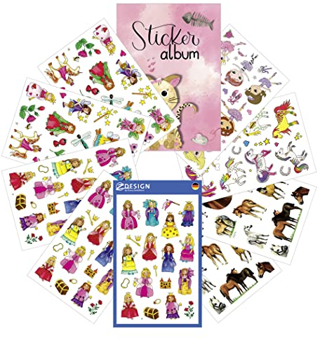 AVERY Zweckform 170 Sticker für Kinder mit Stickeralbum (Mädchen, Mitgebsel, Mitbringsel, Kindergeburtstag, Gastgeschenke, Stickerheft, Aufkleber) 59985