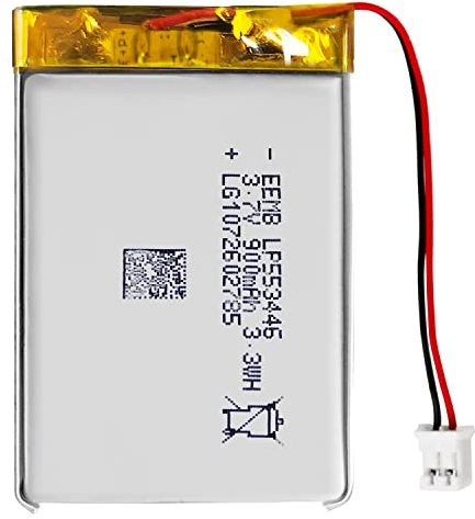 EEMB Batterie Lithium polymère 3,7V 900mAh 553446 Batterie Rechargeable lipo avec connecteur JST avec VXI Blue Parrott - vérifier la polarité de l'équipement et du connecteur Avant l'achat