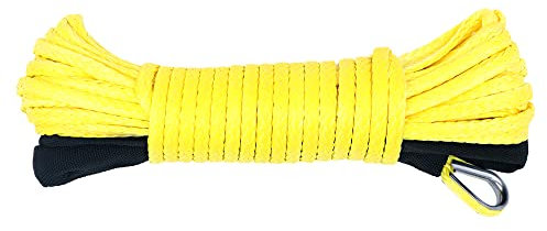 Tiardey 1/4 x 50' 7700LBs Corda Sintetica Cavo Verricello Con Guaina - Giallo
