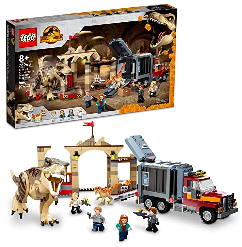 LEGO Jurassic World T. rex & Atrociraptor Dinosaur Breakout 76948 Building Toy Set for Kids Aged 8 and up (461 Pieces)