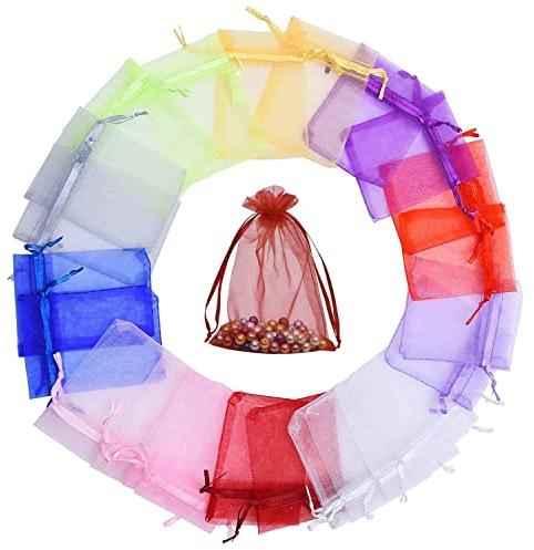30 Stück Organza Säckchen Zum Befüllen,Organzabeutel Geschenkbeutel Kordelzug Säckchen Organzasäckchen für Festival Party Hochzeit Bonbonsbeutel,Schmuckbeutel Lavendel Geschenk Säckli,20x30cm Bunt