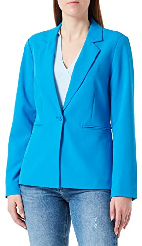 ICHI IHLEXI BL Damen Blazer Kurzblazer Jacke Ein-Knopf-Blazer mit Stretch und Reverskragen, Größe:36, Farbe:Indigo Bunting (184250)