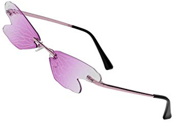 VALICLUD Dragonfly Sonnenbrille Feenflügel für Frauen Schmetterling Sonnenbrille Vintage Randless Festival Unregelmäßige Brille Party