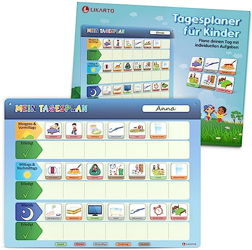 LIKARTO Routine Planer Kinder – [DAS ORIGINAL] – Montessori Aufgabenplaner & Magnettafel – individuell anpassbar – Klassisch