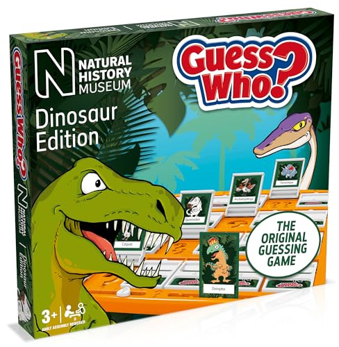 Natural History Museum Guess Who? Dinosaur Edition Board Game | An educational guessing travel game for 2 players. Includes 48 prehistoric cards for young explorers aged 3+