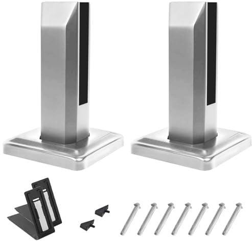 Xuoxeji 2Pcs 304 Stainless Steel Square Glass Spigots Pool Fence Spigot Clamp Home Garden Stairs Balustrade Railing Balcony Glass Floor Clamp