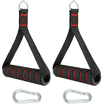 QWORK® 2 Stück Griffe für Fitnessbänder, 2 Stück Karabinerhaken, Griffe für Widerstandsbänder, Fitness zubehör