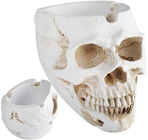 Skeleton Aschenbecher - Harz Zigaretten Aschenbecher für Auto | Dekorative Schädel und Skelettfiguren als gotische Rauchgeschenke für Raucher Hepvet