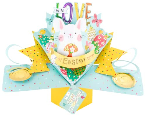 Easter Card To A Granddaughter Easter Bunny Pop Up Easter Card Cute 3D Cards POP011EGDau
