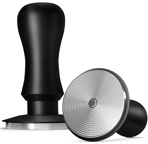 KYONANO Kaffee Tamper 58,5mm - Espresso Tamper mit 30lbs Anpressdruck kalibiriert - Aluminiumgriff & Ripple Base aus 304 Edelstahl - Espresso zubehör für siebträger