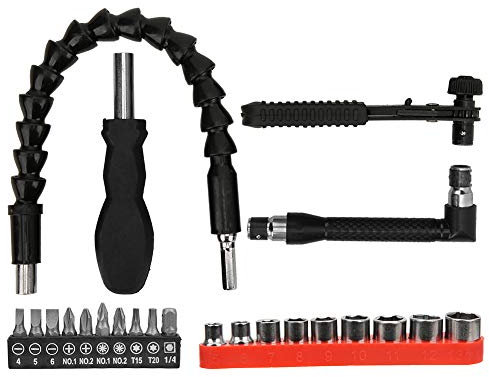 23Pcs Bit Holder, Flexible Screwdriver Drill Bit Extension Drill Bit Extender Holder Set Shaft Tip Carbon Steel, Screwdriver Extension Bits