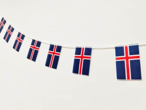 Pandiui23 Island-Girlande, 40 Stück, 14 x 21 cm, Island, Nationalflagge