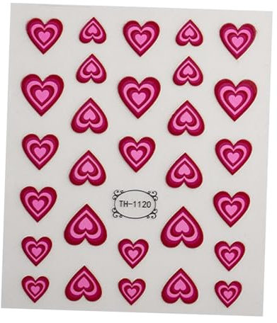 Perfeclan Valentines Day Gifts Heart Love Nail Art Stickers for Acrylic Nail Decoration, Pink