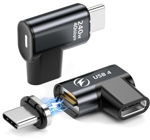 HanCenDa USB-C-Magnetadapter 240 W, 24-Pin-Magnet-USB-C-90-Grad-Adapter Typ-C-Adapter mit USB4 40 Gbit/s Datenübertragung, 8K 60 Hz Video
