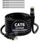 Mygatti 15 Metri CAT6 Cavo Ethernet per Esterno/Interno-Nero,cavo di rete Internet Gigabit,resistente,impermeabile,posa diretta,per fotocamera POE,cat 6 cavo patch LAN RJ45+25 fascette