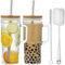 ALINK 2pcs 710ML Becher mit Griff, Deckel und Strohhalm - wiederverwendbare Mason Jar Trinkgläser für Eiskaffee, Smoothies, Bier, Saft und Tee - Weißer Deckel