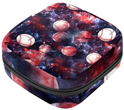 Baseball mit Sternenhimmel-Nacht, für Mädchen, Tampon-Slipeinlagen, Menstruations-Geldbörse, Stillunterlagen-Halter mit Reißverschluss, hygienischer Serviettenbeutel-Organizer