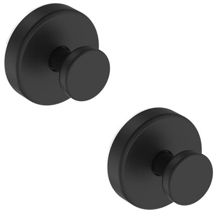 Bntuk Suction Cup Hooks for Shower, Removable Towel Hooks for Bathroom Window Glass Door Wall, Bath Robe Looafh Hook for Hanging - 2 Pack, Black