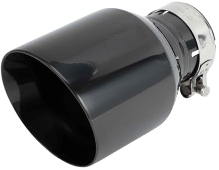 Hihaha Slant Car Exhaust Tip Rear Clamp on Tailpipe 63mm ID 2.5 Inlet 4.1 Outlet 7.3 Length 1 Pc Black Stainless Steel
