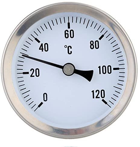 siduytin Chauffage Tuyau d'eau Chaude 120º Acier Inoxydable thermomètre Pratique Cadran étanche jauge de température Installation Facile