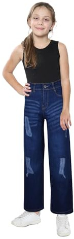 A2Z 4 Kids Girls Palazzo Jeans Wide Leg Stretchy Denim - Jeans JN46 Dark Blue 7-8