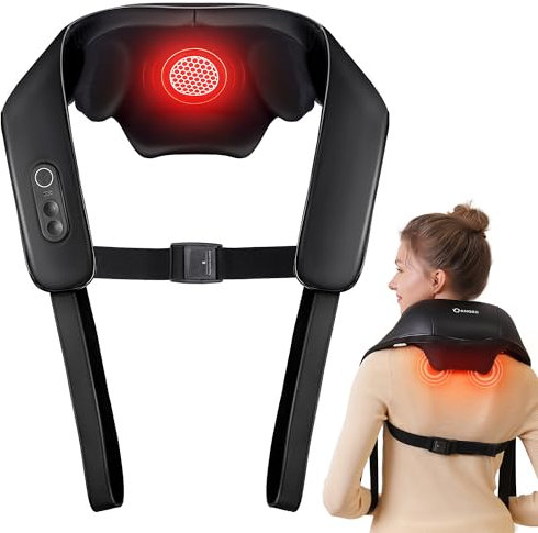 KNQZE Shiatsu Nacken & Schulter-Massagegerät kabellose, 4D Deep Tissue Knetmassage, verbesserte Graphenheizung, Shiatsu Nacken- und Schultermassage für Nacken, Rücken und Bein Schmerzlinderung