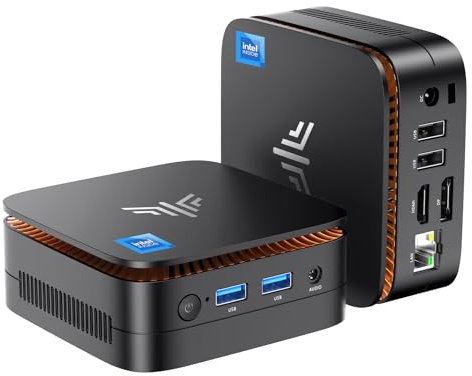 NiPoGi Mini PC Twin Lake N150 (Meglio di N100,3,6 GHz) W-11 Pro 8 GB RAM/256 GB M.2 SSD, E1 Mini computer DP 1.4+HDMI 2.0 Desktop PC 2.4+5G WiFi,BT4.2/RJ45,4K@60HZ UHD Dual Display per Ufficio